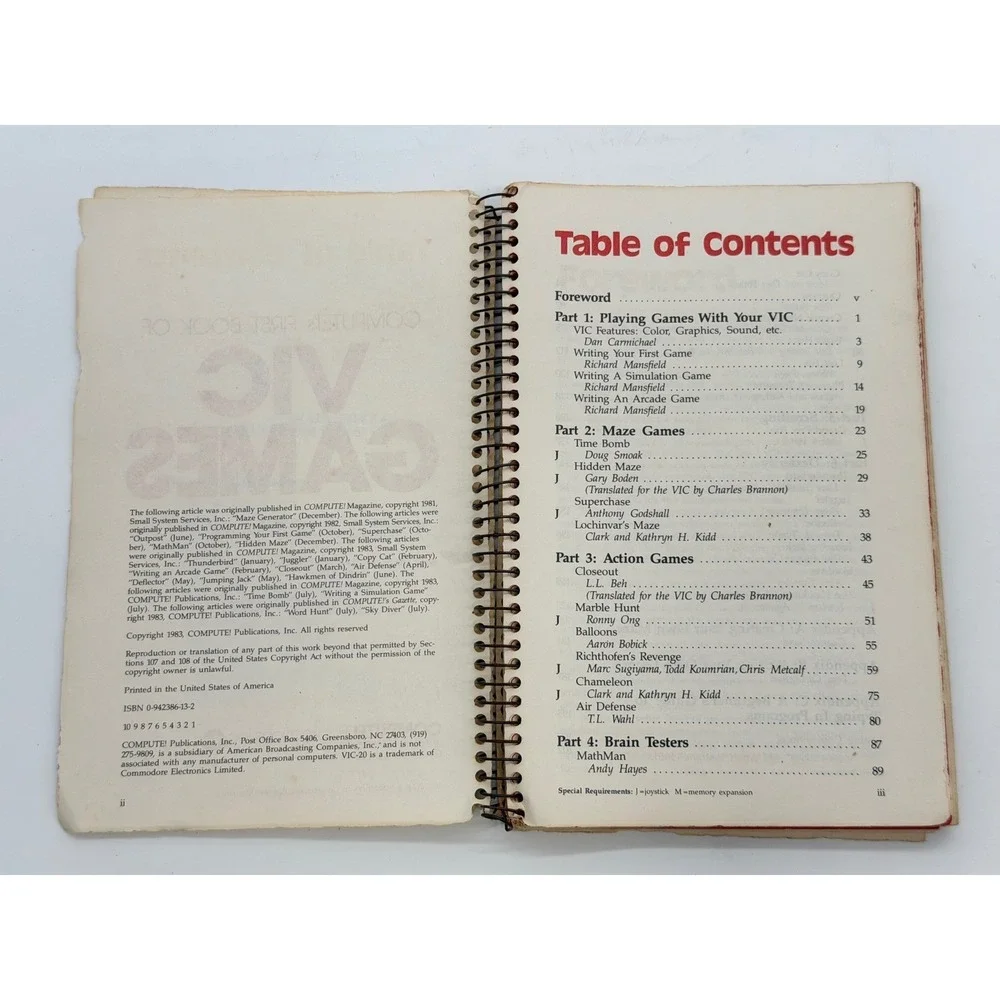 COMPUTE!'s First Book of VIC Games 1983 Retro Programming 24 Games for VIC-20